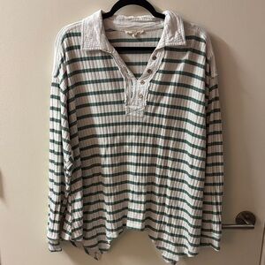 Collared Rugby Asymmetrical Hemmed Long Sleeve